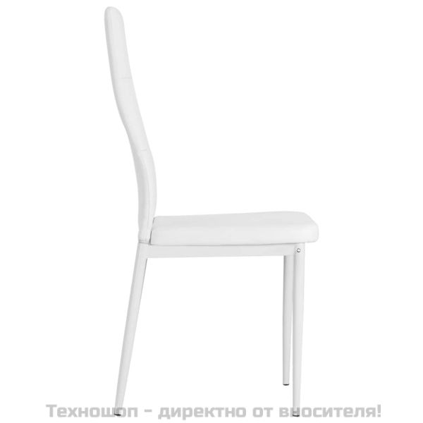 Трапезни столове, 2 бр, бели, изкуствена кожа