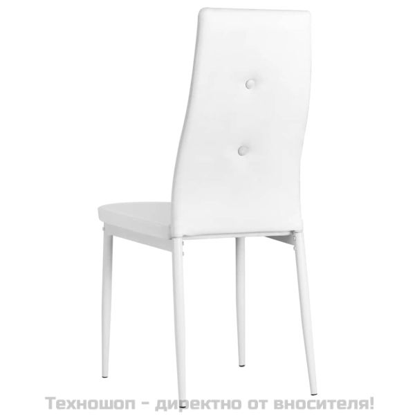 Трапезни столове, 2 бр, бели, изкуствена кожа