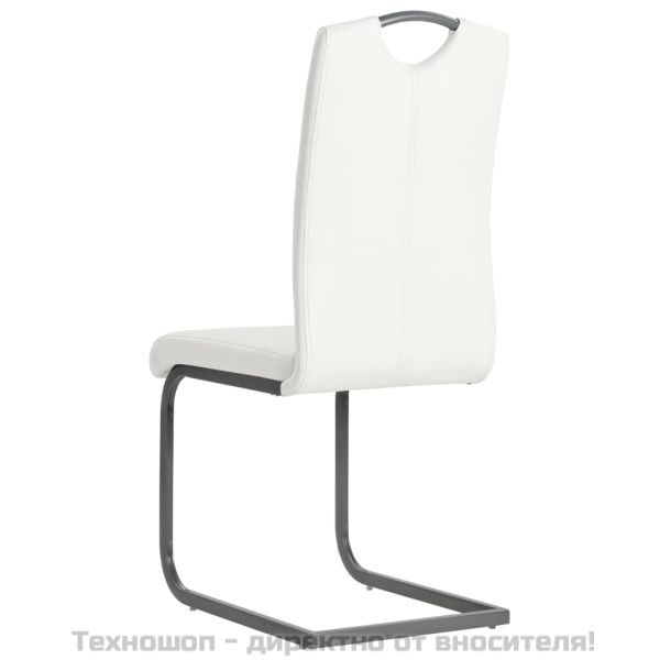 Конзолни трапезни столове, 4 бр, бели, изкуствена кожа