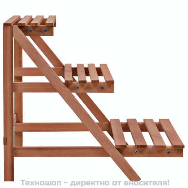 3-етажна стойка за цветя, кедрово дърво, 48x45x40 см