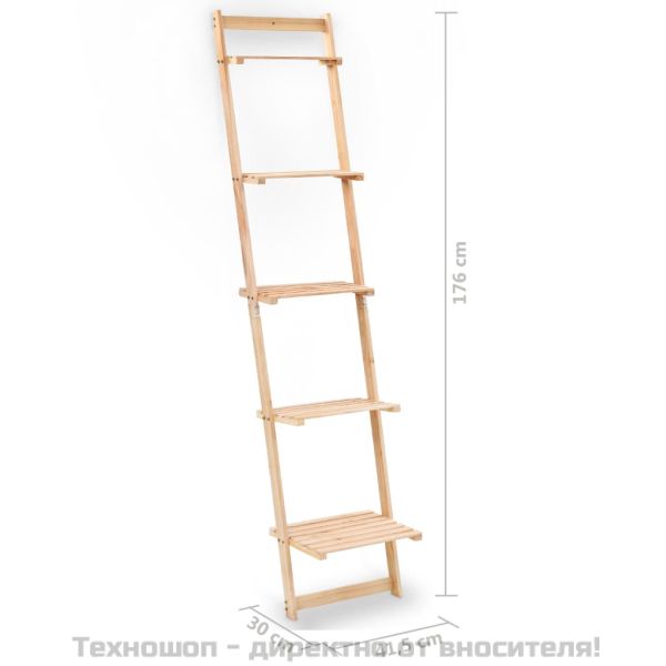 Стенен рафт тип стълба, кедрово дърво, 41,5x30x176 см