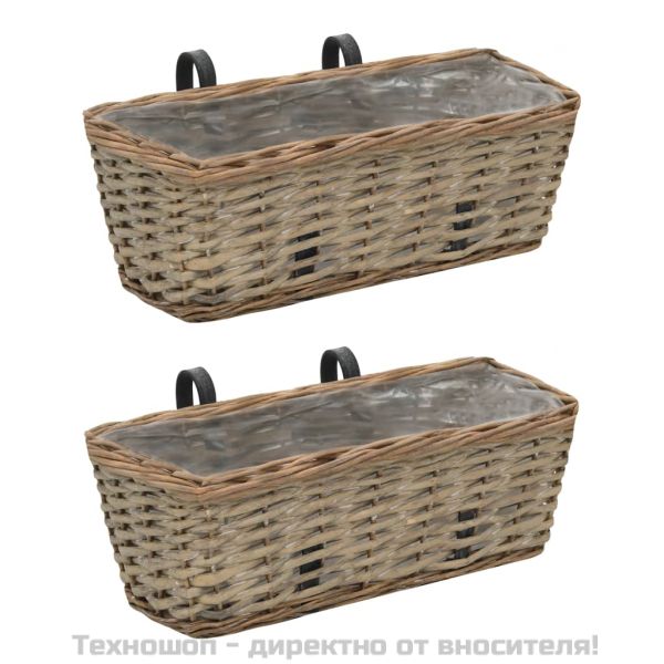 Сандъчета за балкон, 2 бр, ракита, PE облицовка, 40 см