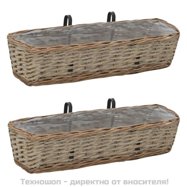 Сандъчета за балкон, 2 бр, ракита, PE облицовка, 60 см