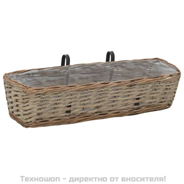 Сандъчета за балкон, 2 бр, ракита, PE облицовка, 60 см