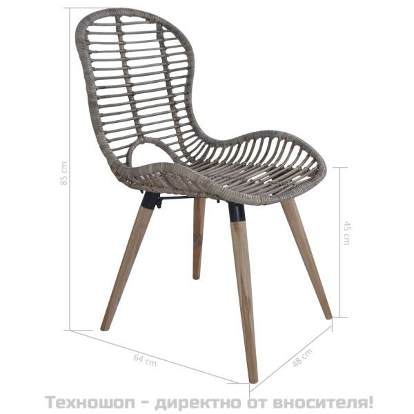 Трапезни столове, 4 бр, кафяви, естествен ратан