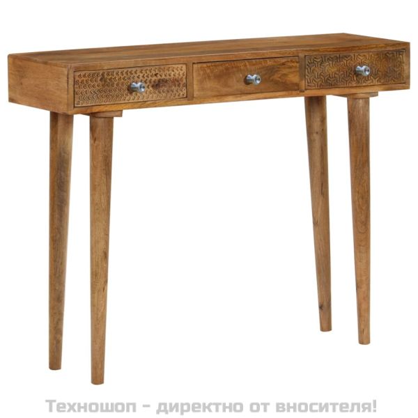 Конзолна маса, мангово дърво масив, 102x30x79 cм