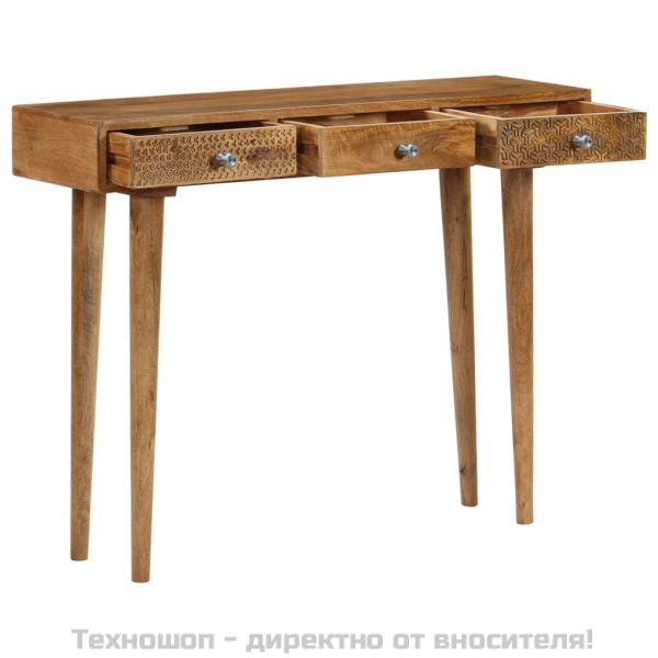 Конзолна маса, мангово дърво масив, 102x30x79 cм