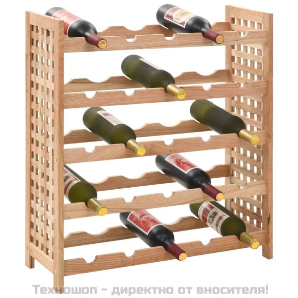 Стойка за вино за 25 бутилки, орех масив, 63x25x73 см