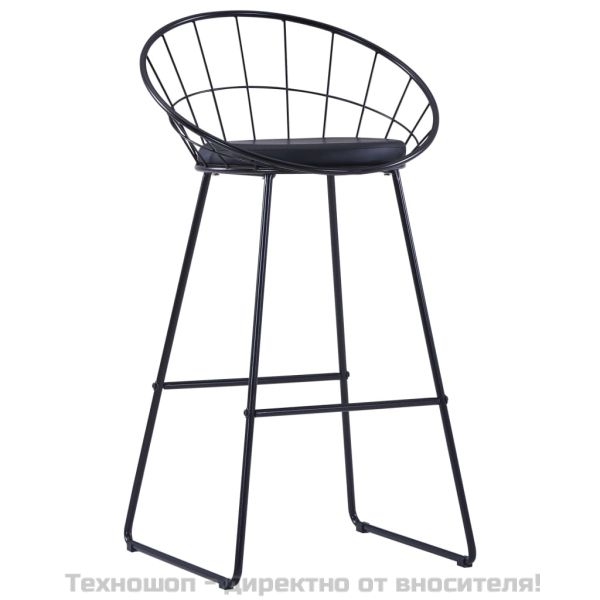 Бар столове, 2 бр, черни, изкуствена кожа