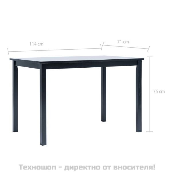 Трапезна маса, черна, 114x71x75 cм, каучуково дърво масив