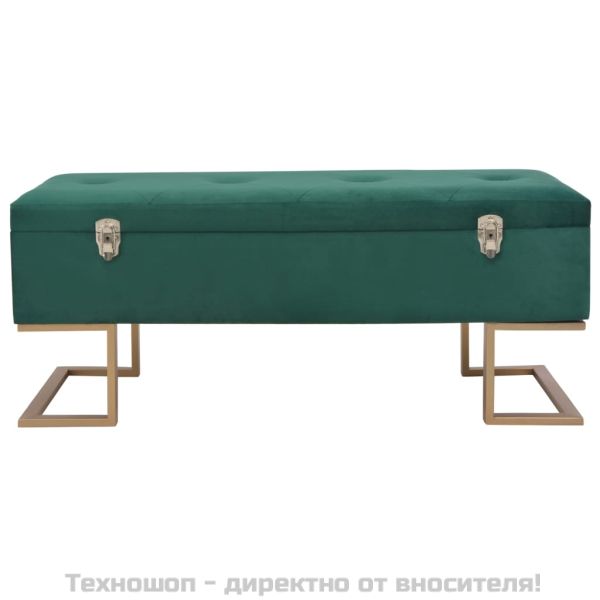 Пейка с отделение за съхранение, 105 см, зелено кадифе