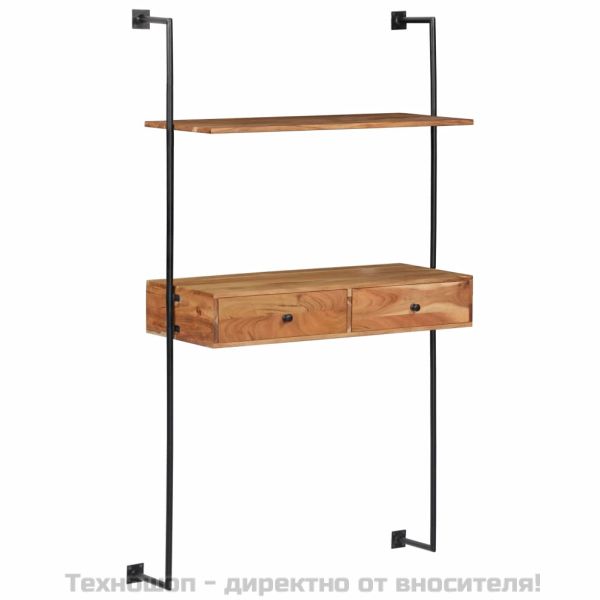 Бюро за стена, 90x40x170 см, акациево дърво масив
