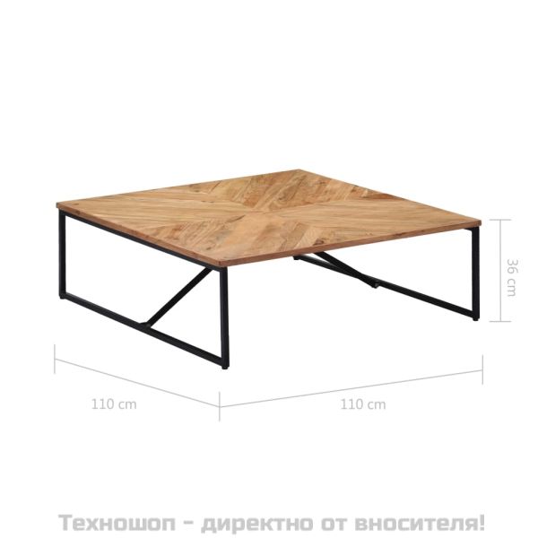 Маса за кафе, 110x110x36 см, акациево дърво масив