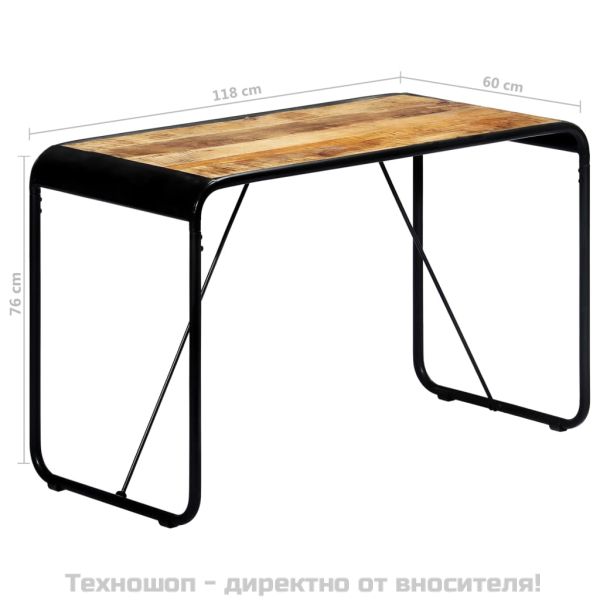 Трапезна маса, 118x60x76 cм, грубо мангово дърво масив