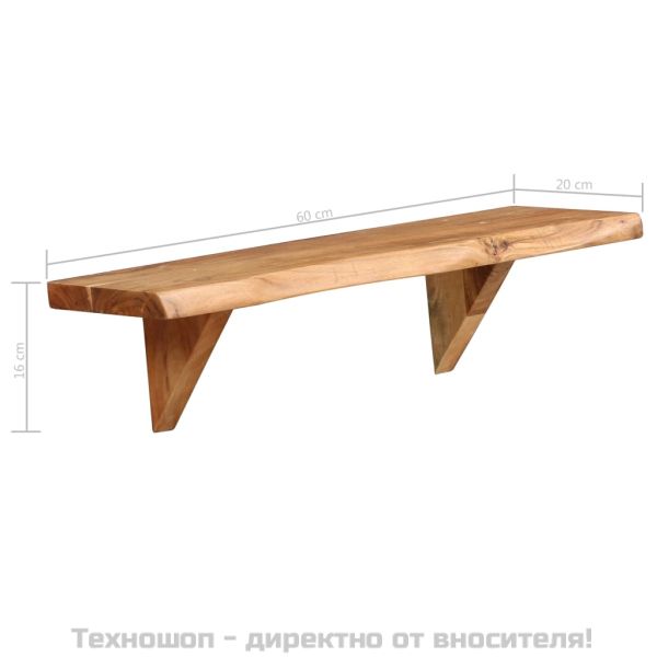 Рафтове за стена, 2 бр, 60x20x18 см, акация масив