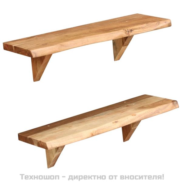 Рафтове за стена, 2 бр, 60x20x18 см, акация масив