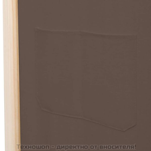 Параван за стая, 6 панела, кафяв, 240х170х4 cм, текстил