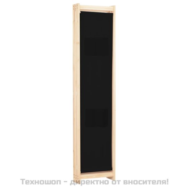 Параван за стая, 3 панела, черен, 120x170x4 cм, текстил