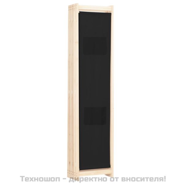 Параван за стая, 6 панела, черен, 240х170х4 cм, текстил