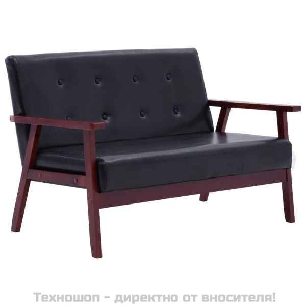 2-местен диван, черен, изкуствена кожа