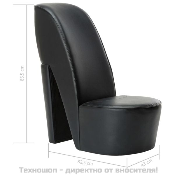 Стол във форма на обувка на висок ток, черен, изкуствена кожа