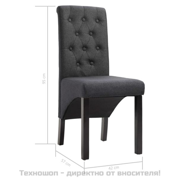 Трапезни столове, 2 бр, тъмносиви, текстил