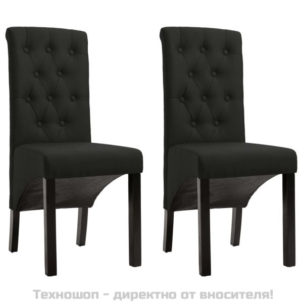 Трапезни столове, 2 бр, черни, текстил