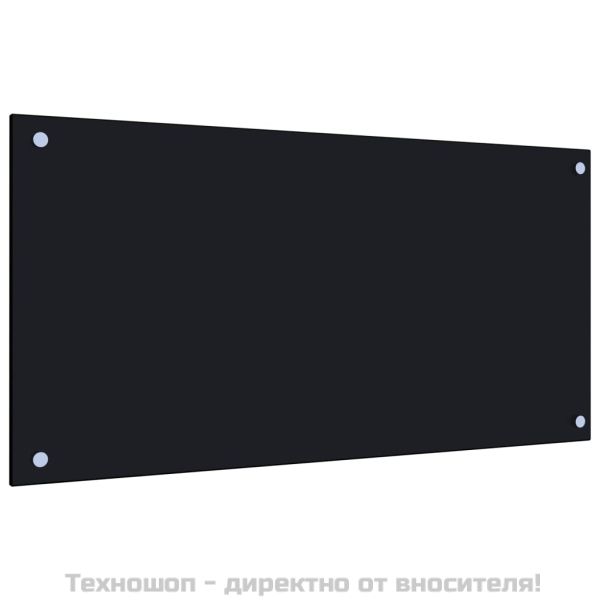 Кухненски гръб, черен, 80x40 см, закалено стъкло