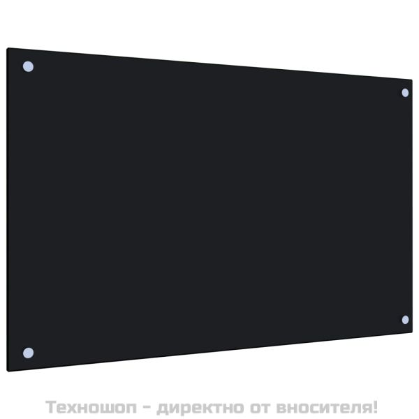Кухненски гръб, черен, 80x50 см, закалено стъкло