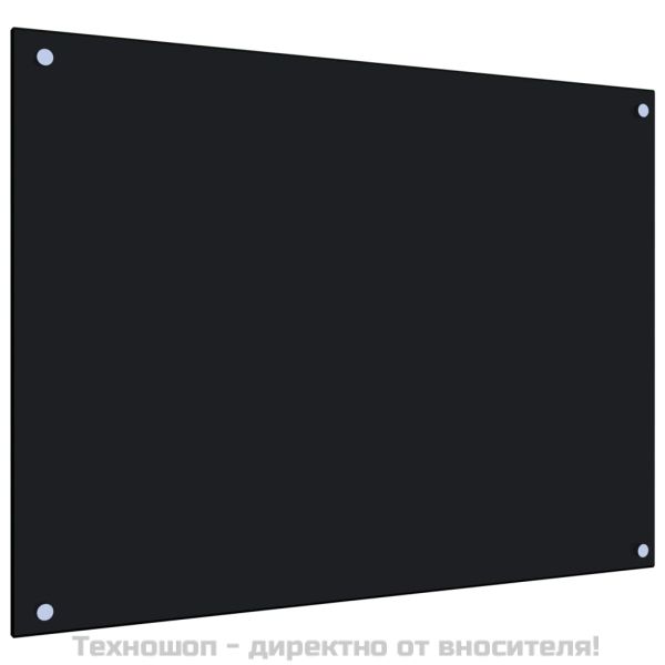 Кухненски гръб, черен, 80x60 см, закалено стъкло