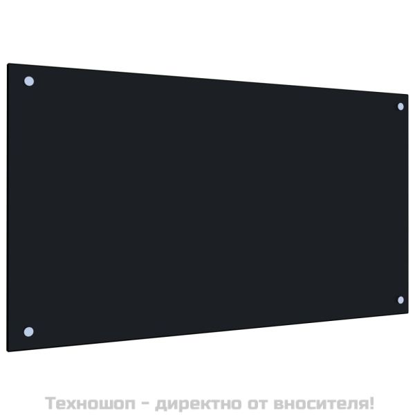 Кухненски гръб, черен, 90x50 см, закалено стъкло