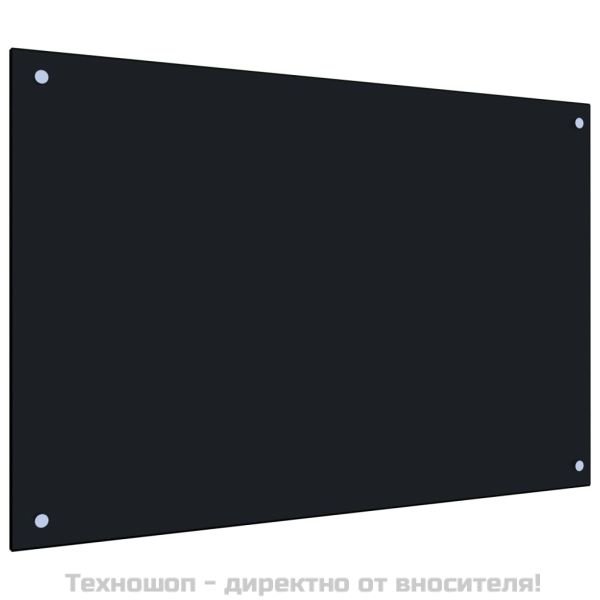 Кухненски гръб, черен, 90x60 см, закалено стъкло