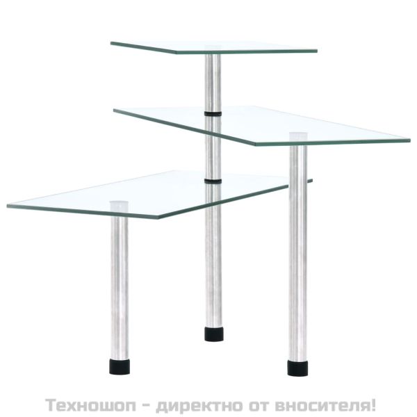 3-етажен ъглов кухненски рафт, закалено стъкло