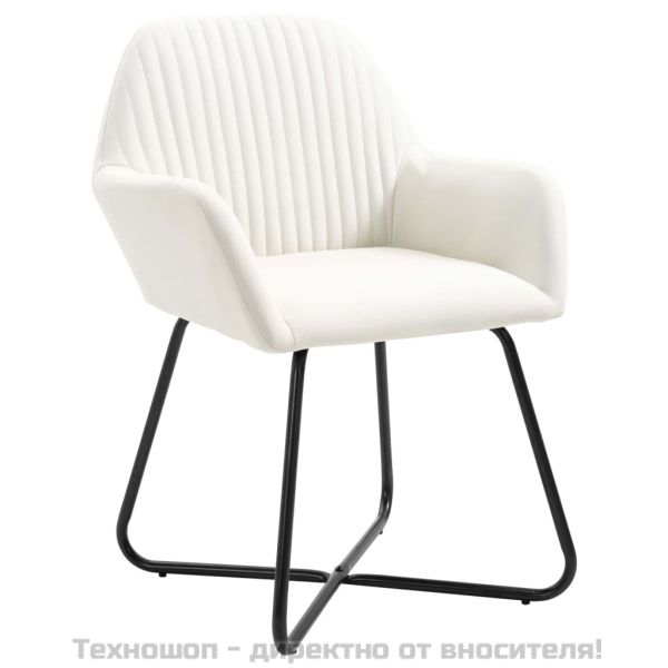 Трапезни столове, 2 бр, кремави, текстил