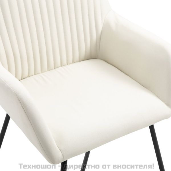 Трапезни столове, 2 бр, кремави, текстил