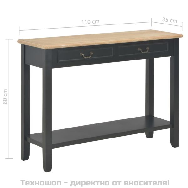 Конзолна маса, черна, 110x35x80 cм, дърво