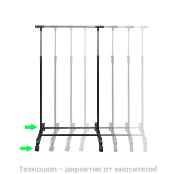 Регулируеми стойки за дрехи, 2 бр, 1 релса