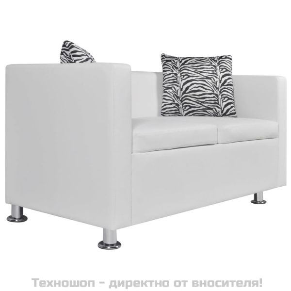 Комплект дивани, 2 и 3-местен, изкуствена кожа, бял