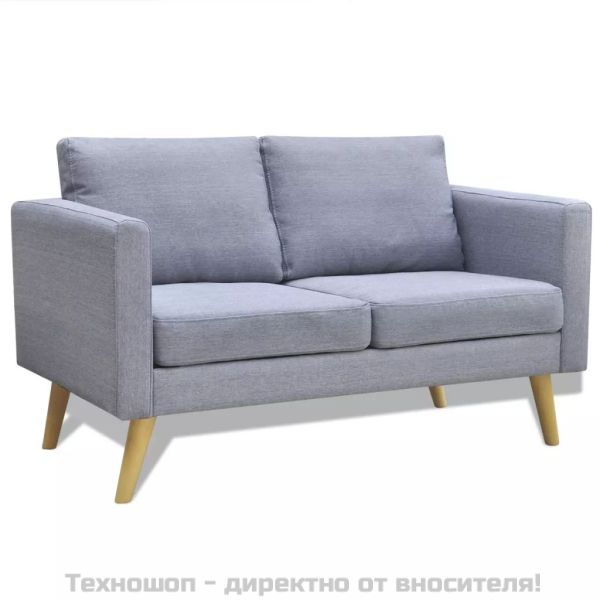 Комплект дивани, 2- и 3- местен, тапицерия от плат, светлосив