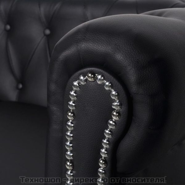 Честърфийлд 2-местен и 3-местен диван изкуствена кожа черен