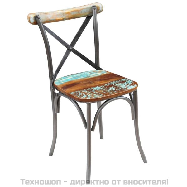 Трапезни столове, 4 бр, регенерирано дърво масив