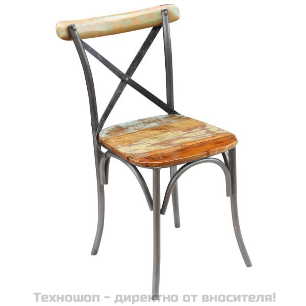 Трапезни столове, 4 бр, регенерирано дърво масив