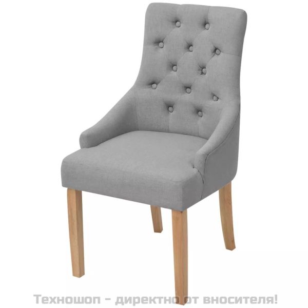 Трапезни столове, 4 бр, светлосиви, текстил