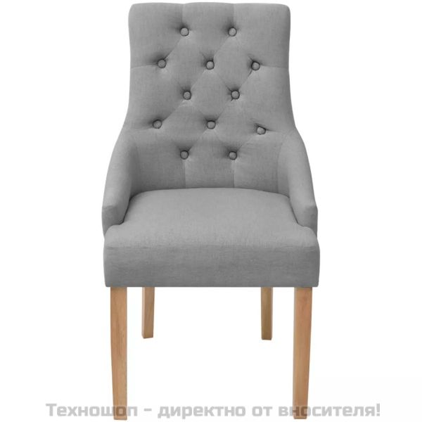 Трапезни столове, 4 бр, светлосиви, текстил