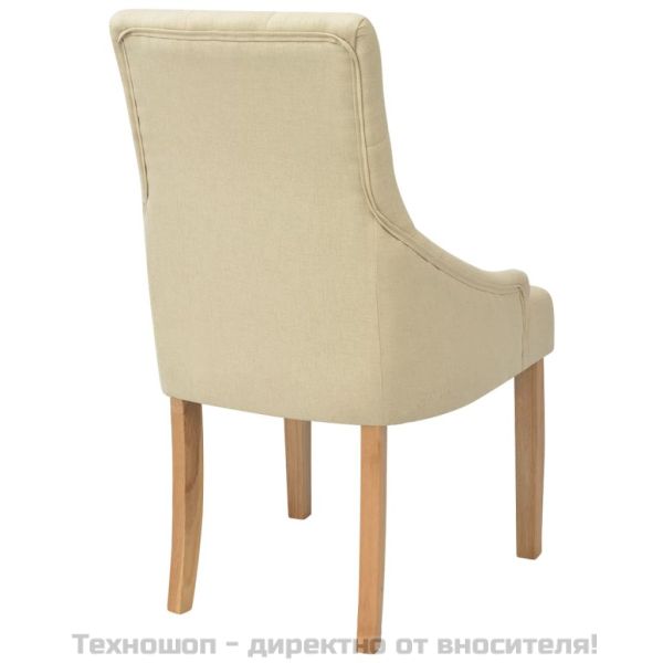 Трапезни столове, 6 бр, кремави, плат