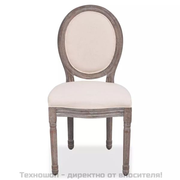 Трапезни столове, 6 бр, кремави, текстил