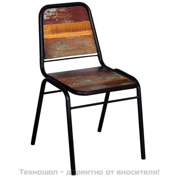 Трапезни столове, 4 бр, регенерирано дърво масив