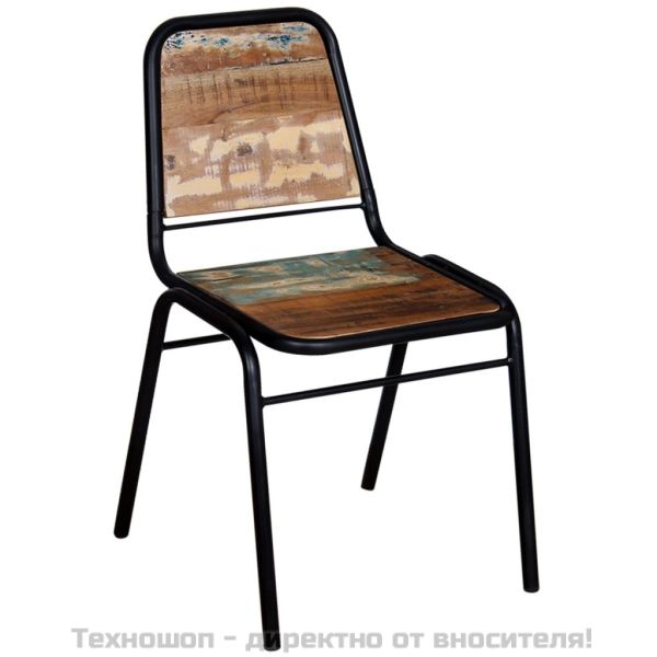 Трапезни столове, 4 бр, регенерирано дърво масив