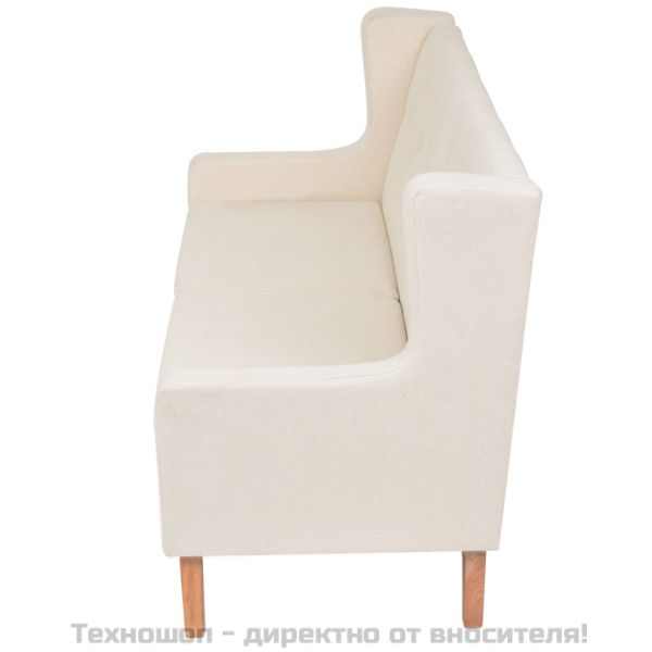 Комплект дивани от 2 части текстил кремавобял