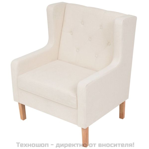 Комплект дивани от 2 части текстил кремавобял